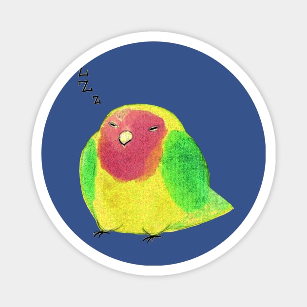 Sleepy Watercolor Lovebird Magnet by saradaboru